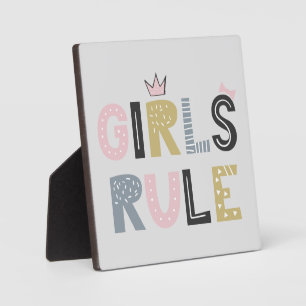 Girls Rule Scandinavian Word Art Tabletop Fotoplatte
