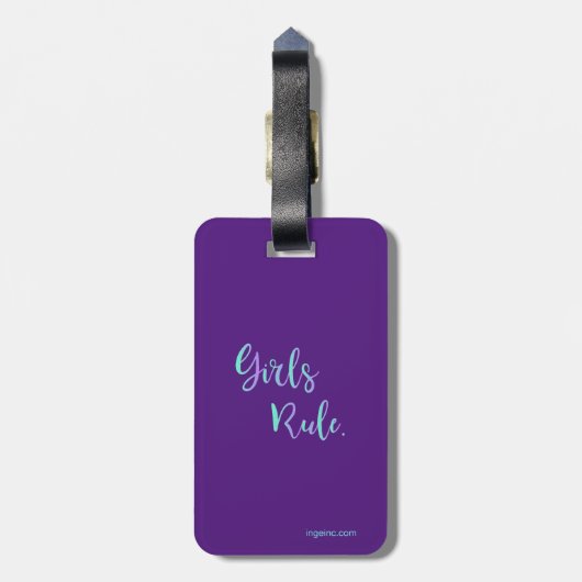 Girls Rule - Trendy Inspiration Typografy Gepäckanhänger (Rückseite vertikal)