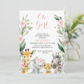 Girls Safari Blumenstrauß Kinderdusche Einladung (Stehend Vorderseite)