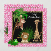 Girls Safari Geburtstagsparty Einladung (Vorne/Hinten)