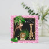 Girls Safari Geburtstagsparty Einladung (Stehend Vorderseite)