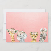 Girls Safari Jungle Animals Baby Dusche Einladung (Rückseite)