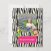 Girl's Safari Thema - Kinderparty lädt ein Einladung (Rückseite)