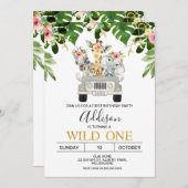 Girls Safari Wild Einladung zum Geburtstag (Vorne/Hinten)