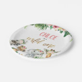 Girls Safari Wild One Birthday Party Paper Plate Pappteller (Schrägansicht)