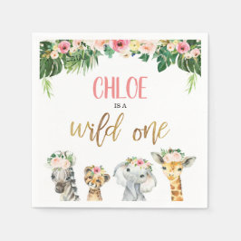 Girls Safari zum Thema wilde Ein Geburtstagsnapkin Serviette
