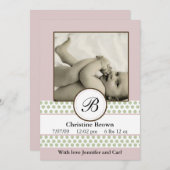 Girls Sage Dots Geburtsankündigung Ankündigung (Vorne/Hinten)