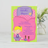 Girls Schlafsack Sleepover Geburtstag Einladung (Stehend Vorderseite)