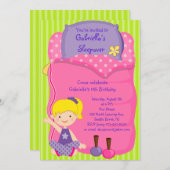 Girls Schlafsack Sleepover Geburtstag Einladung (Vorne/Hinten)