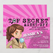 Girl's Secret Agent Spy Geburtstagsparty Einladung (Vorne/Hinten)