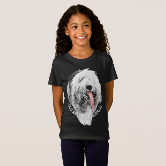 Girl's Sheepdog Puppy Dog T - Shirt und Geschenke (Vorne ganz)