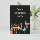 Girls Shopping Party Event Black Einladung (Stehend Vorderseite)