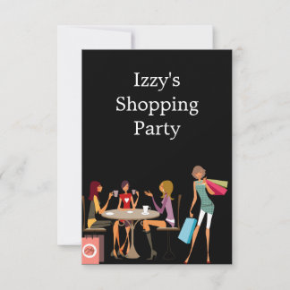 Girls Shopping Party Event Black Einladung