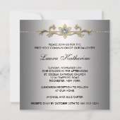 Girls Silver First Holy Communion Einladung (Rückseite)