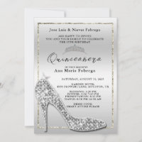 Girl's Silver Stiletto Quinceañera Geburtstagspart