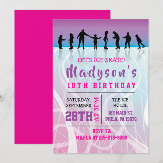 Girls Skate ICE SKATEN Geburtstagsparty Einladung