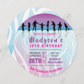 Girls Skate ICE SKATEN Geburtstagsparty Einladung (Vorne/Hinten)