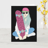 Girls Skate Skateboard Skateboarding Do A Kickflip Karte (Gelbe Blume)