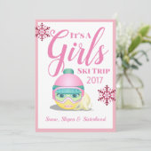 Girls Ski Trip Skiing Emoji Einladung (Stehend Vorderseite)