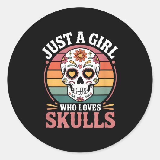 Girls Skull Runder Aufkleber (Vorderseite)