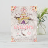 Girls Sleepover Einladung, Glamping Einladung (Stehend Vorderseite)