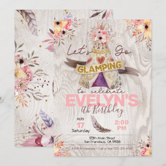 Girls Sleepover Einladung, Glamping Einladung