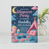 Girls Sleepover Geburtstagsparty Einladung (Stehend Vorderseite)