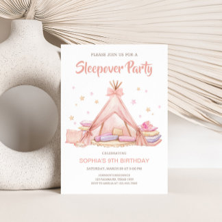 Girls Sleepover Party Geburtstagsparty Einladung