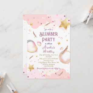 Girls Sleepover Pastel Pink Slumber Geburtstagspar Einladung