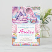 Girls Sleepover Pool Party Einladung (Stehend Vorderseite)