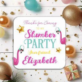 Girls SLEEPOVER Slumber Geburtstagsparty Quadratischer Aufkleber
