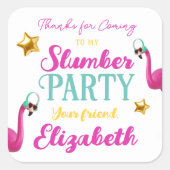 Girls SLEEPOVER Slumber Geburtstagsparty Quadratischer Aufkleber (Vorderseite)