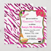 Girls Sleepover Slumber Party Einladung (Vorne/Hinten)