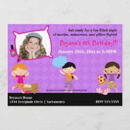 Girls Sleepover Slumber Party Foto Einladung