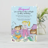 Girls Sleepover Themenreise Einladungen zur Geburt (Stehend Vorderseite)