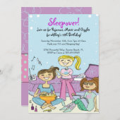 Girls Sleepover Themenreise Einladungen zur Geburt (Vorne/Hinten)