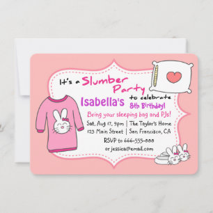 Girls Slumber Geburtstagsparty, Sleepover Pajama Einladung