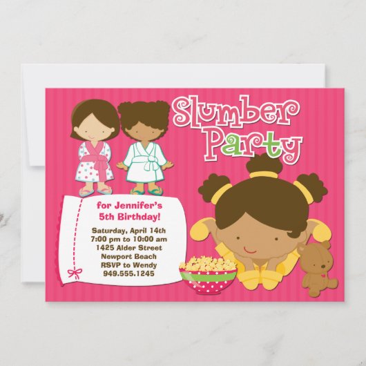 Girls Slumber Party Geburtstag Einladung (Vorderseite)