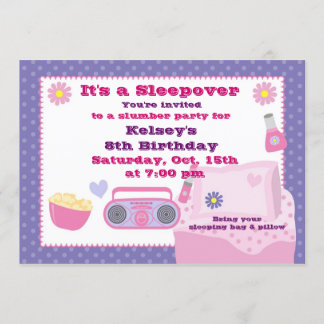 Girls Slumber Party Sleepover Pajama Einladung