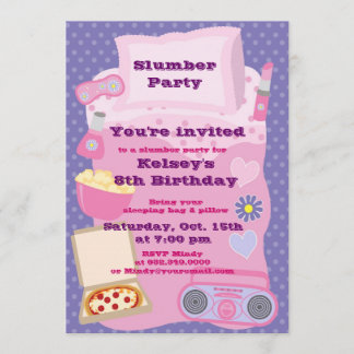 Girls Slumber Party Sleepover Pajama Einladung