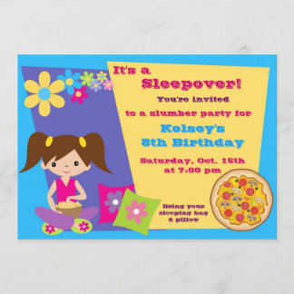 Girls Slumber Party Sleepover Pajama Einladung