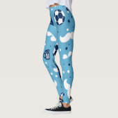 Girls Soccer Aqua Blue Ball Star Muster farbenfroh Leggings (Links)
