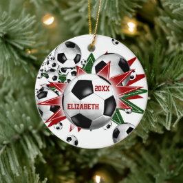Girls Soccer Ball Blowout Keramikornament