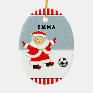 Girls Soccer Christmas Collectible Keramik Ornament
