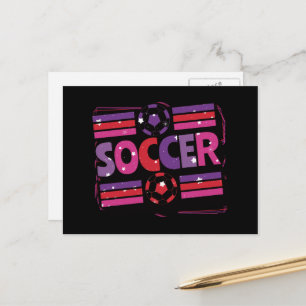 Girls Soccer Geometric Retro Typografie Postkarte