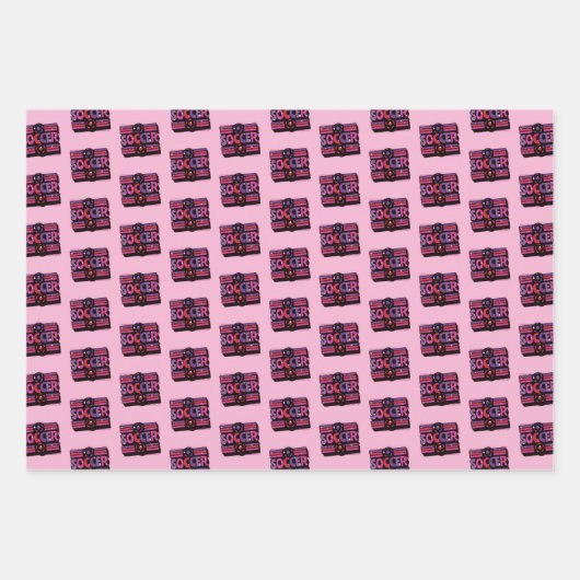 Girls Soccer Geometric Retro Typography Geschenkpapier Set (Vorderseite 2)