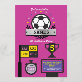 Girls Soccer Party Geburtstag Sport Rosa Einladung