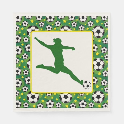 Girls Soccer Party Paper Plate Serviette (Vorderseite)