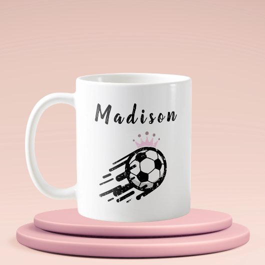 Girls Soccer Queens Crown Sport Team Personalisier Kaffeetasse