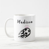 Girls Soccer Queens Crown Sport Team Personalisier Kaffeetasse (Links)
